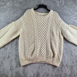 An Irish Traditional Sweater Beige Cable Knit Pure Wool Heavy Fisherman Ireland